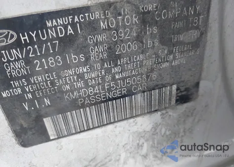 2018 Hyundai Elantra Value Edition from USA, damaged, VIN KMHD84LF5JU505376